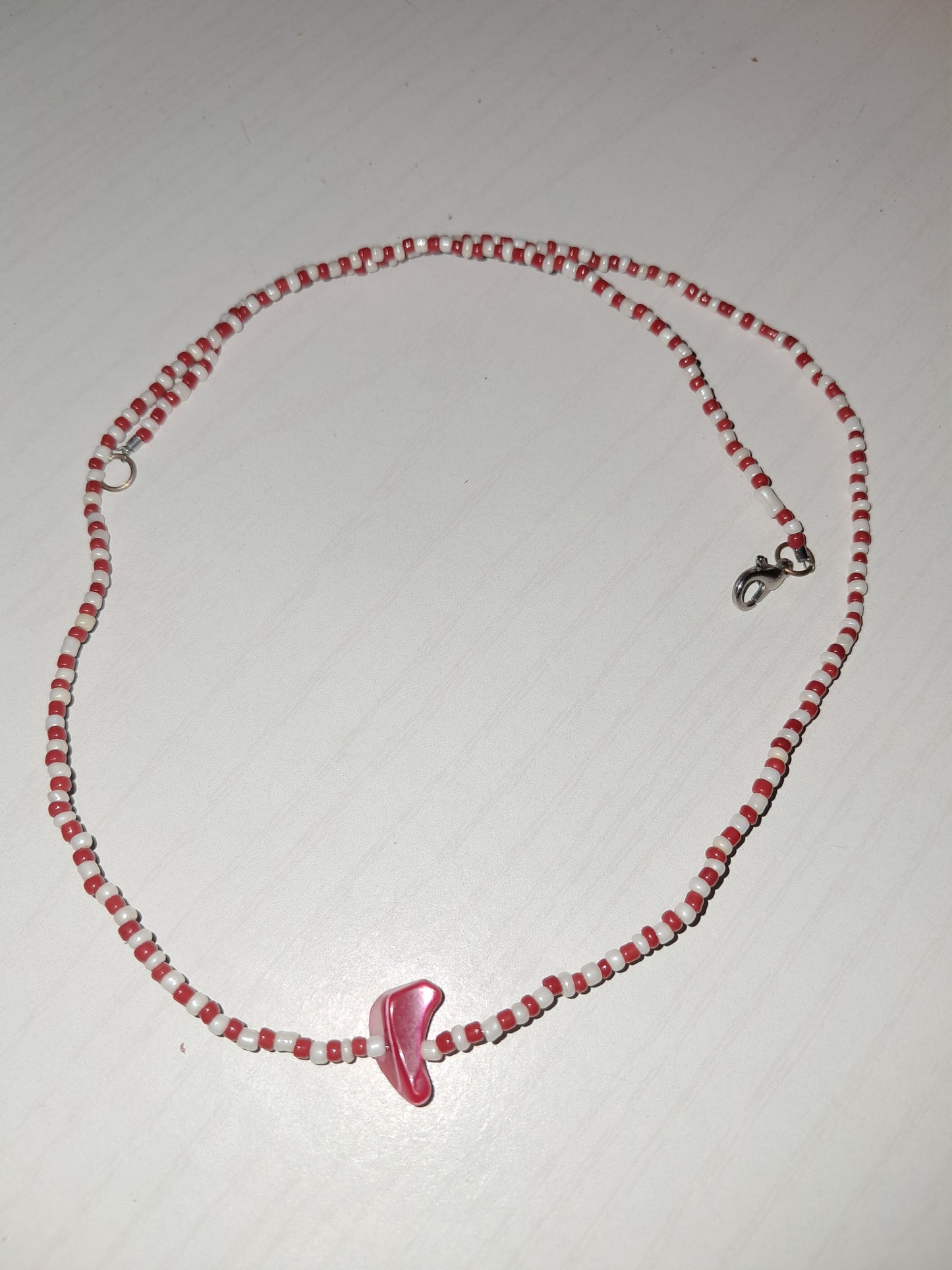 Red and white rock necklace