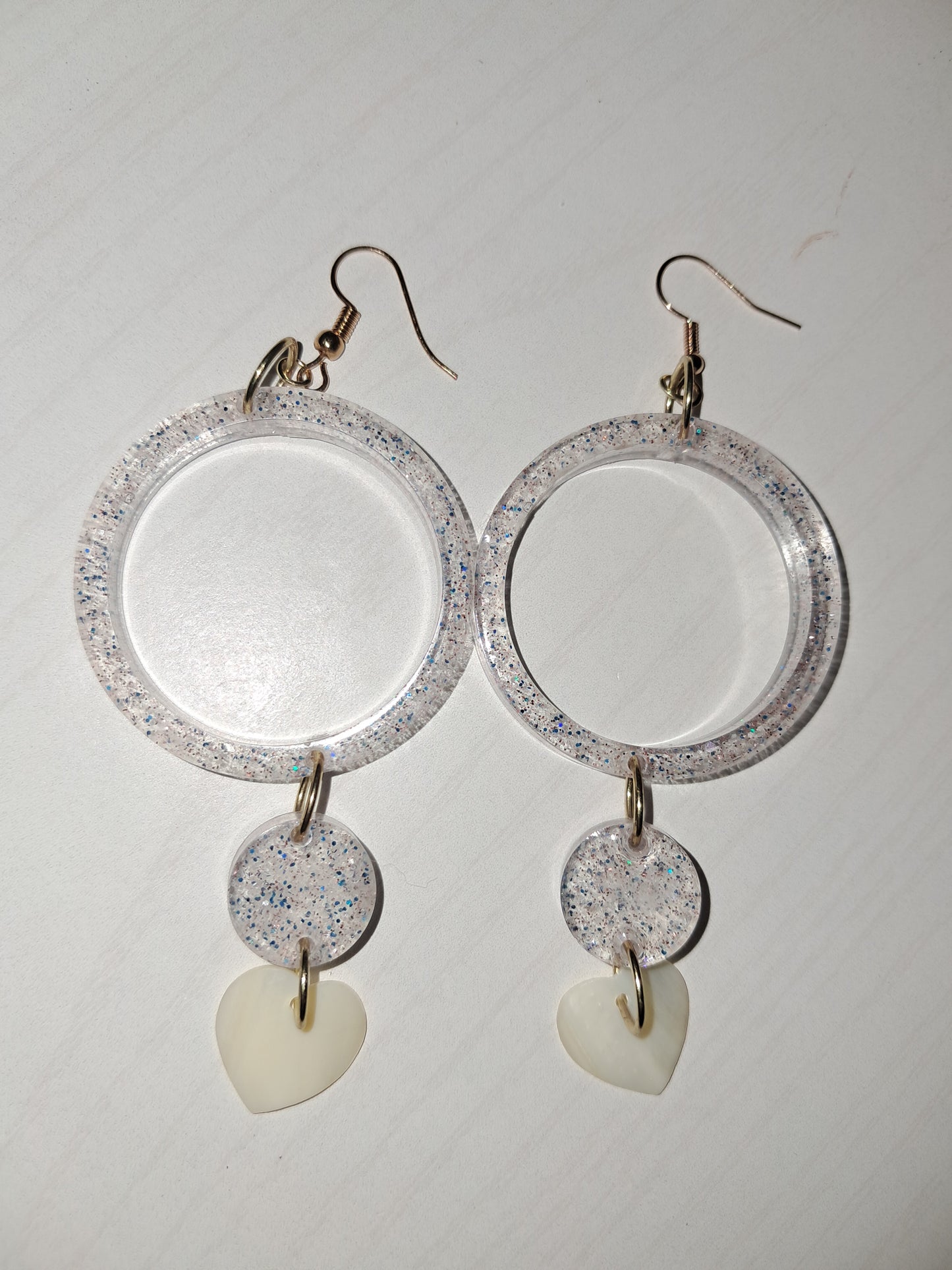 Clear sparkle earrings with hearts