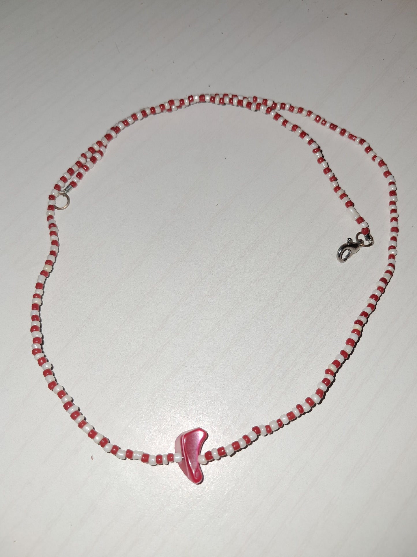 Red and white rock necklace