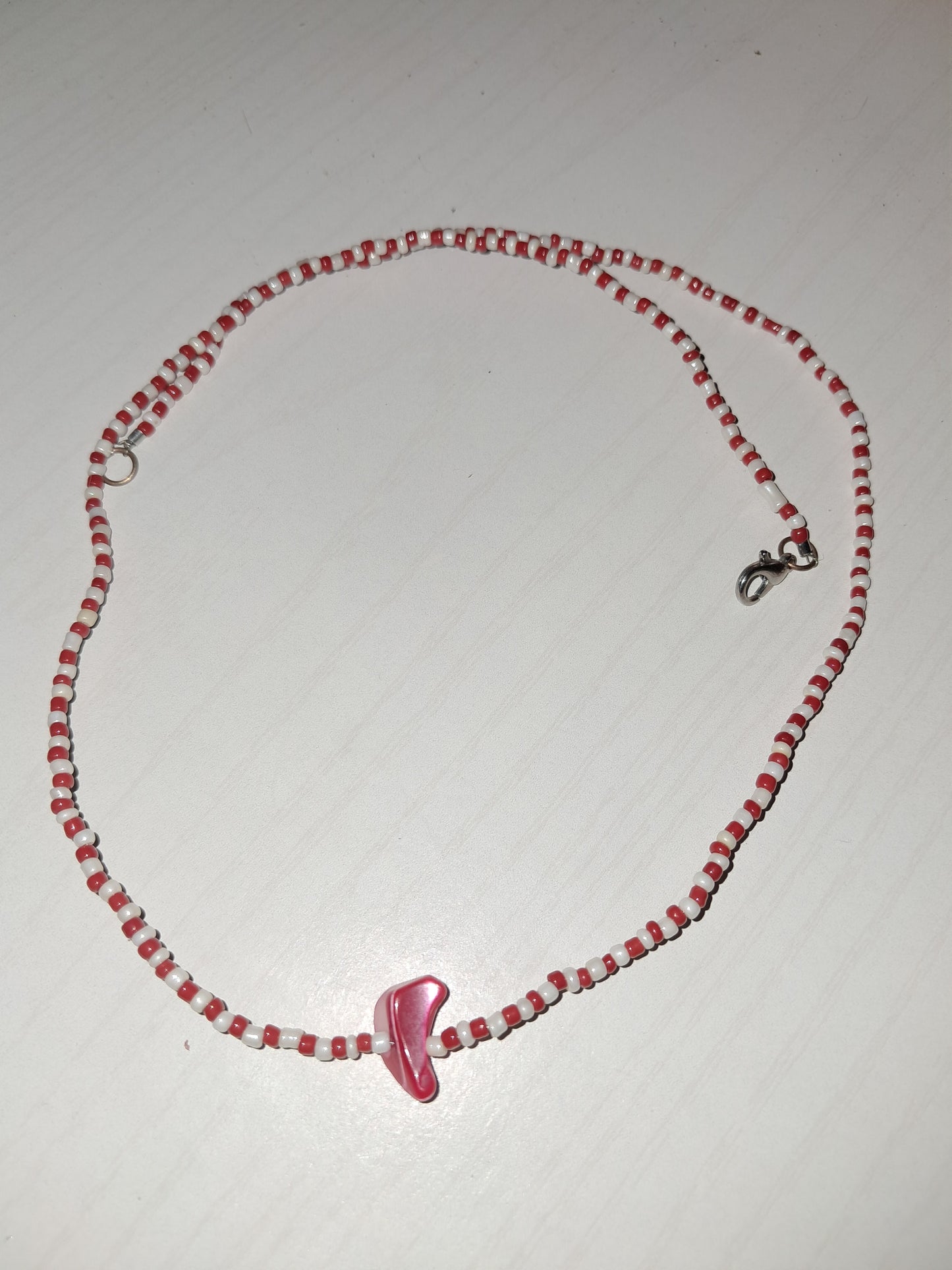 Red and white rock necklace
