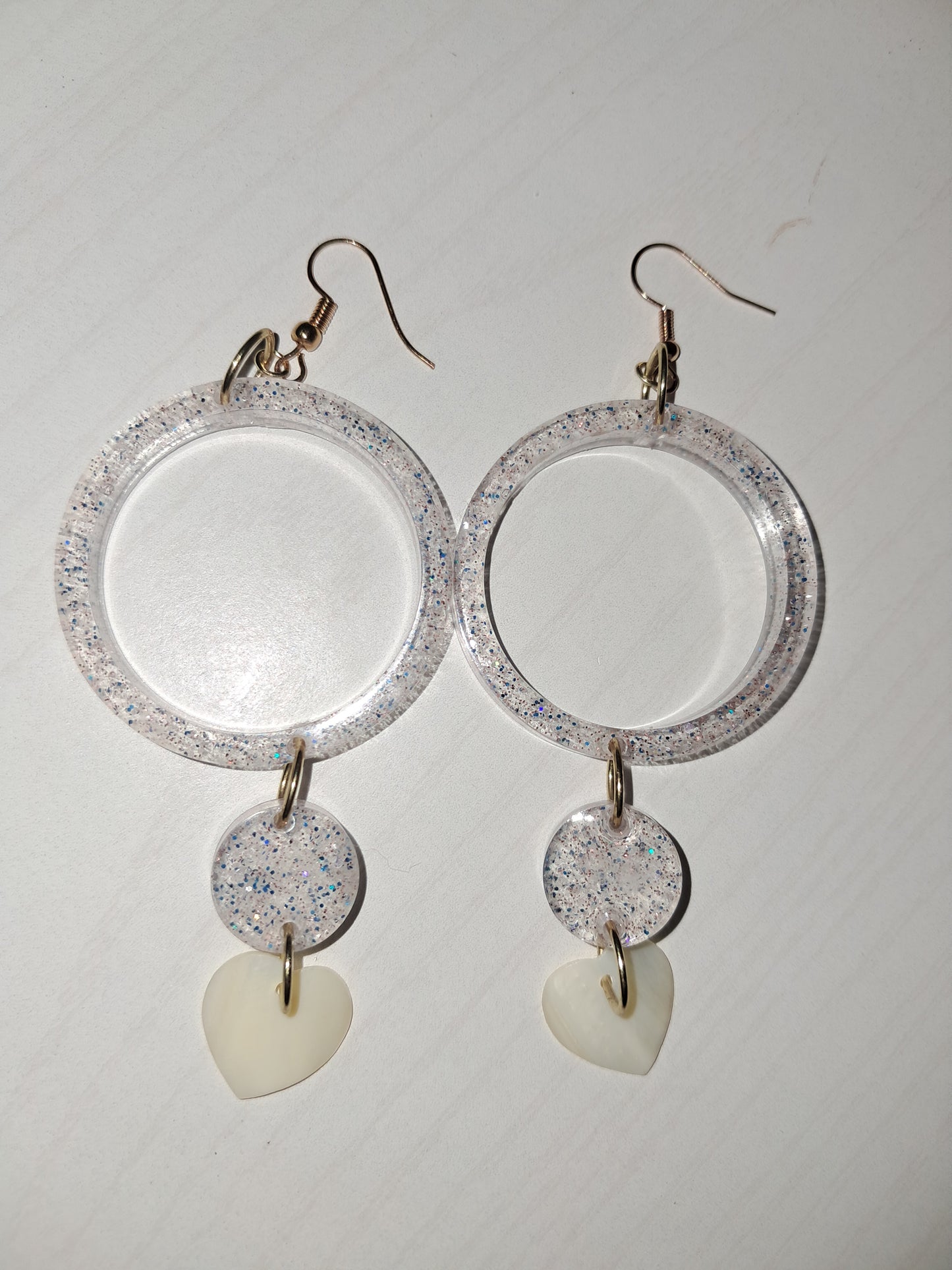 Clear sparkle earrings with hearts